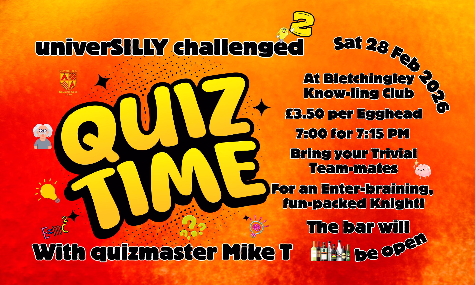 UniverSILLY challenged² 2 Quiz Night - 28 February 2026 - black and orange